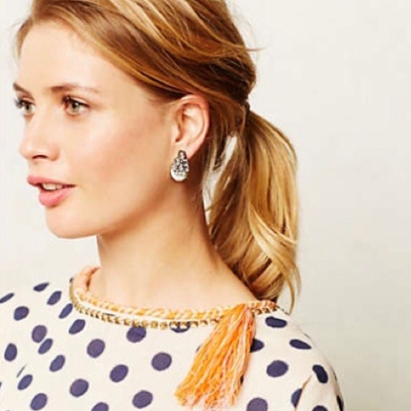 Anthropologie X BaubleBar Seastone and Rhinestone Pierced Earrings - Picture 2 of 10